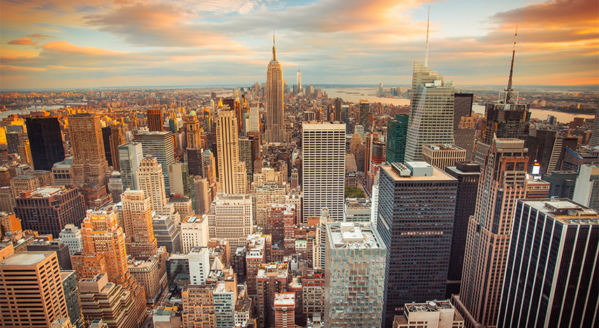 overhead view of New York City skyline